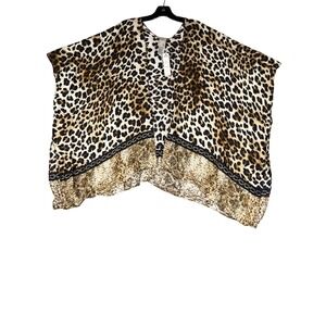 Chicos NWT Leopard Print Ruana Poncho Animal Print One Size NEW